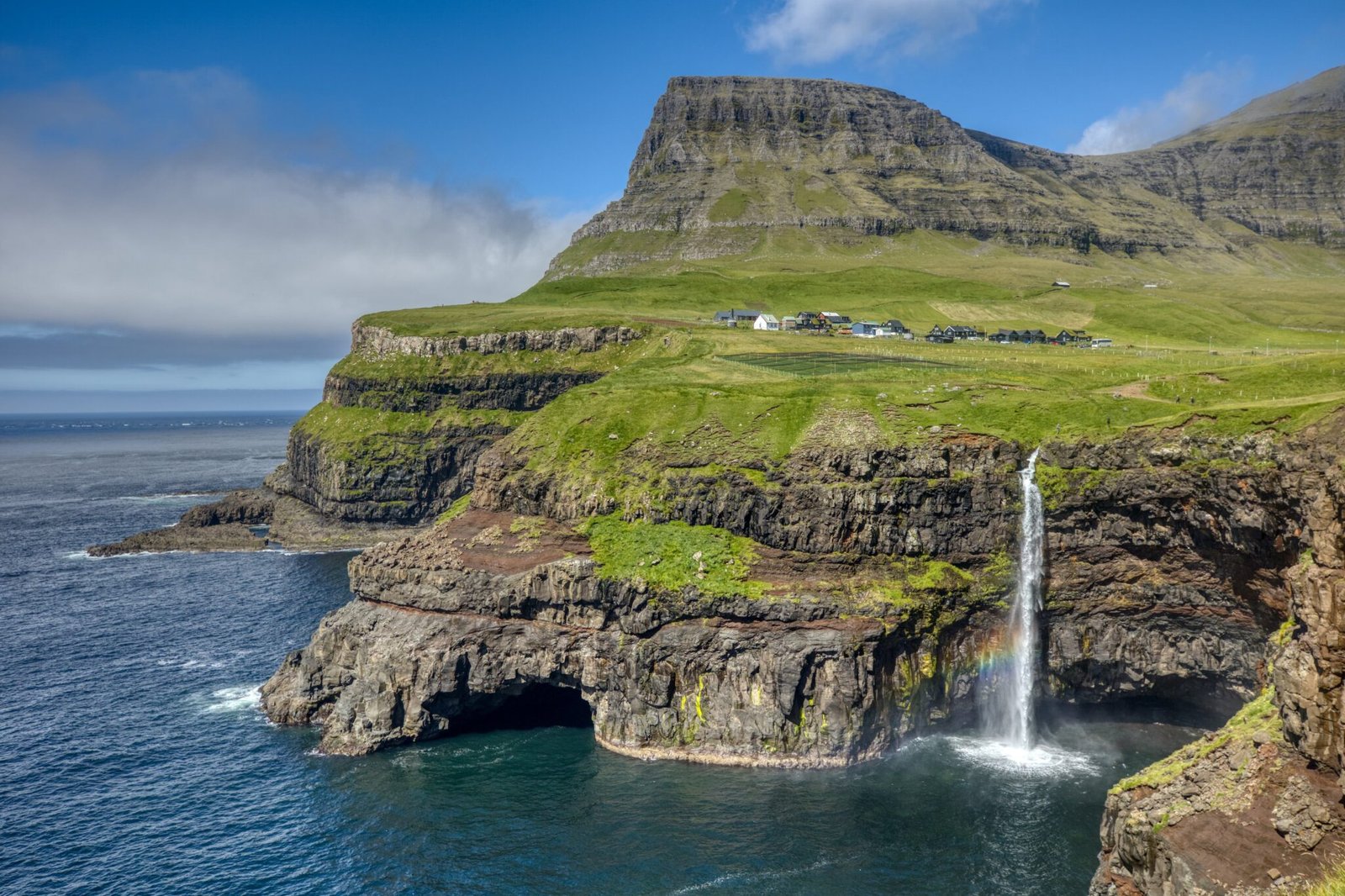 Image of Múlafossur, one of the mos tpopular tourist attraction in the faroe islands