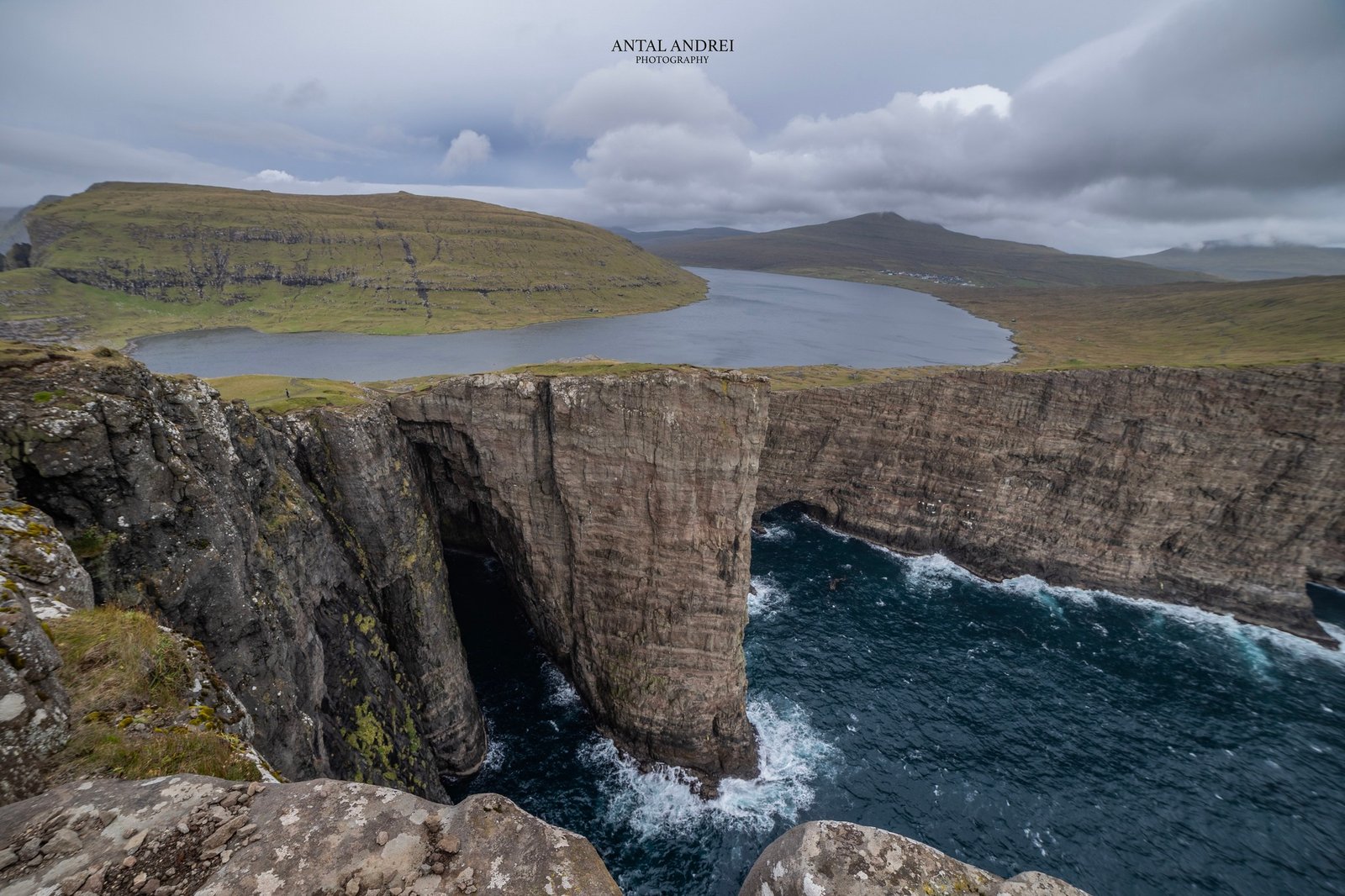 Trælanípa - Lake Above the Ocean Faroe Islands
